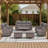 7-9 Person Outdoor Wicker Patio Conversation Set With Swivel Chairs And Coffee Table-184444589-184444585