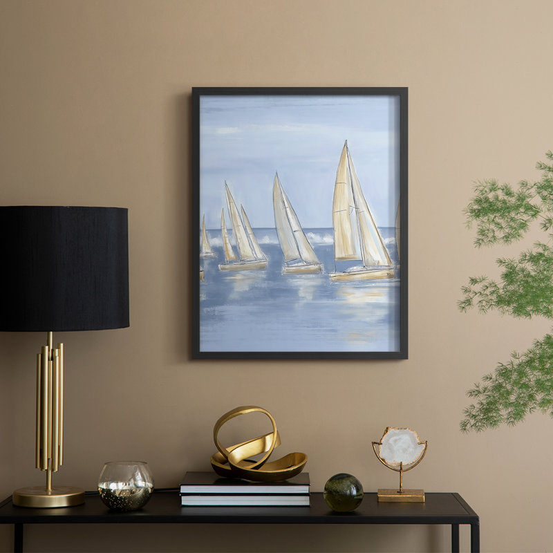 NAUTICAL Series VII, reproduction encadrée - bois massif, H 21 po x l 17 po, Noir, noir, noir, noir