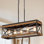 Luminaire suspendu linéaire, lustre rustique en bois et en métal de style campagnard rustique avec chaîne réglable pour îlot de cuisine et salle à manger