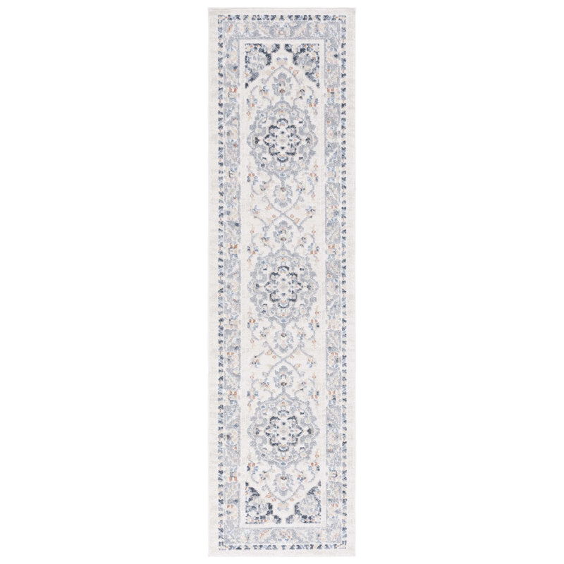 Hults Washable 204 Area Rug in Beige/Gray/Navy, Runner 2'2" x 8'
