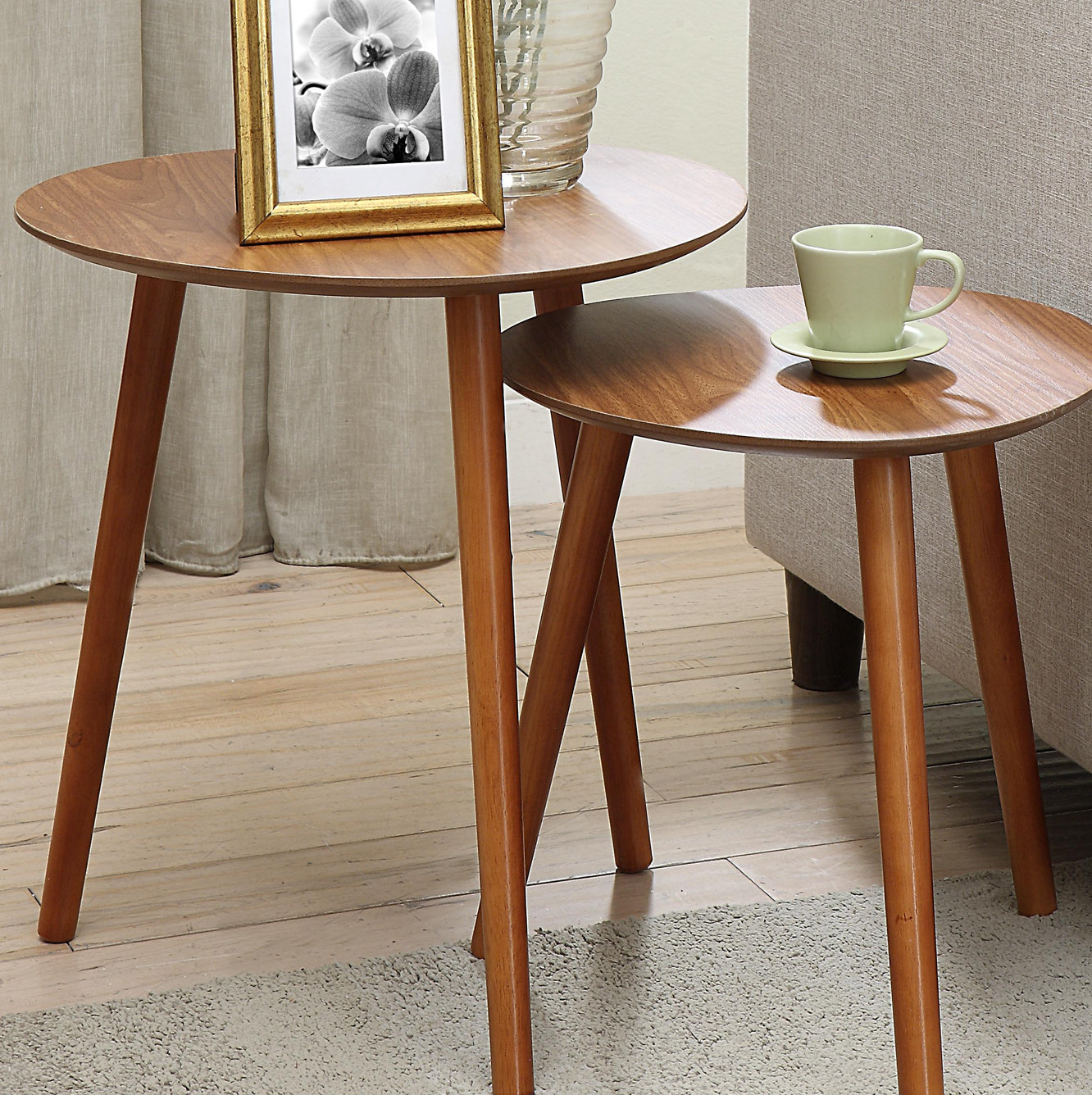Wade Logan® Amethist 2 Piece Nesting Tables with Solid Wood Legs & Reviews | Wayfair