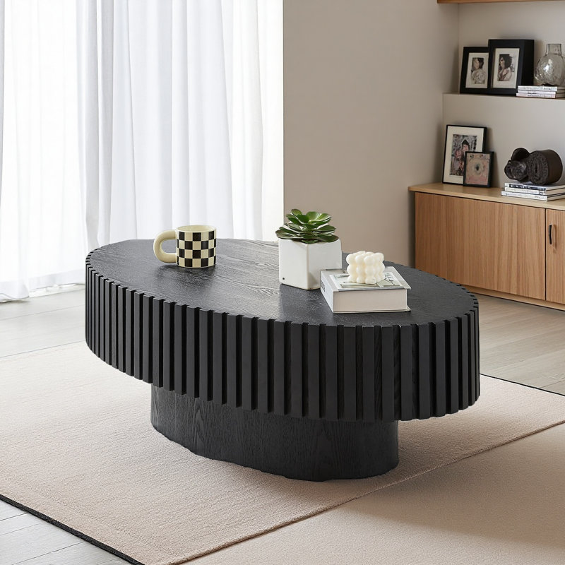 Table basse à tambour elliptique moderne de 43,7 pouces de style moderne Handcraft, Noir