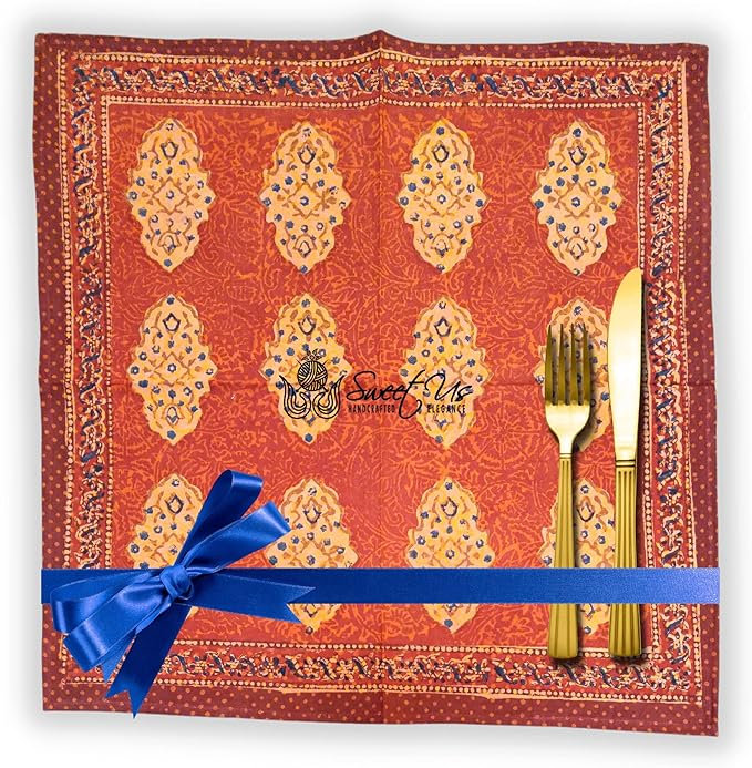 Geometric Design Hand Block Printed Set of Four Cotton Cloth Placemats