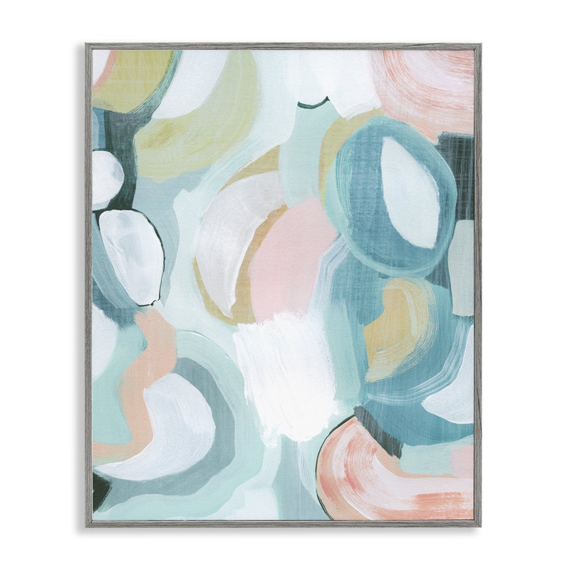  Pastel Round Forms Grey Framed Giclee Art by Grace Popp, Estampe numérique Farmhouse, H 14 po x l 11 po
