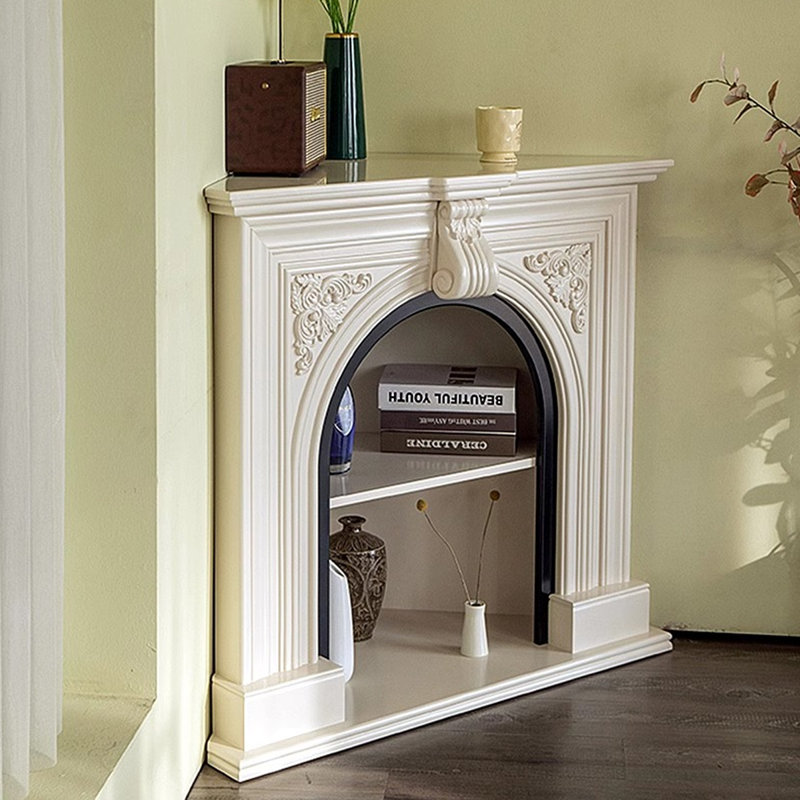 French - style Corner Triangular Fireplace Decorative Cabinet, 39.37" H x 36.22" W x 25.59" D