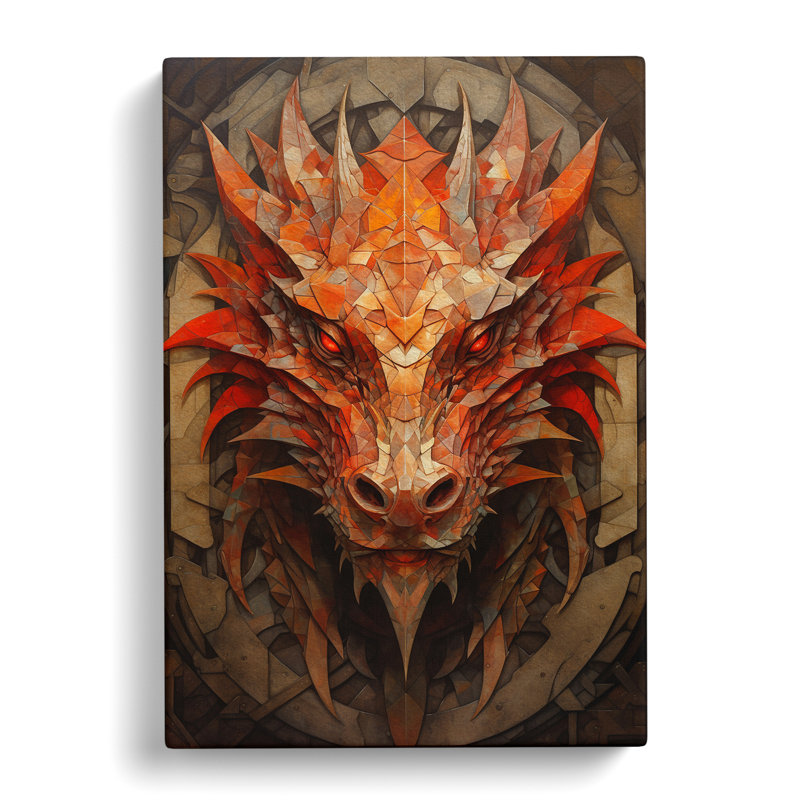Dragon Geometric - Print on Canvas, 76cm H x 50cm W x 3cm D