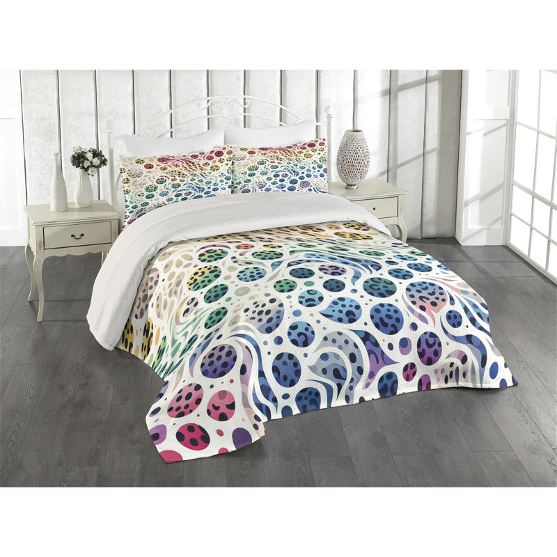 Polyester Dots Coverlet, King Coverlet + 2 Standard Shams