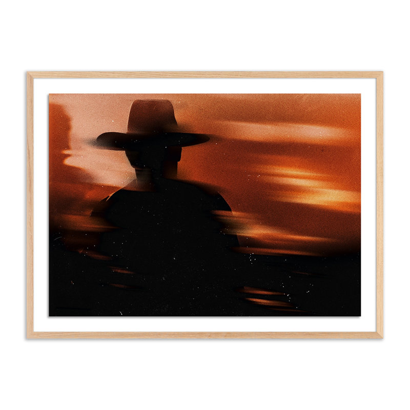 Cowboy In The Shadow Print by Coup D'Esprit, 24" H x 32" W x 1.5" D, Light Brown