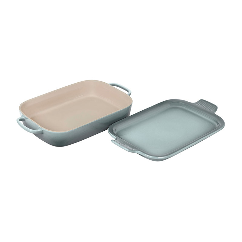 Le Creuset Stoneware Rectangular Dish With Platter Lid, 2.75Qt., Sea Salt
