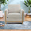Élégant fauteuil en tissu classique avec structure en bois exposé et revêtement en polyester durable pour un confort moderne