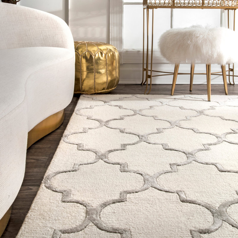 Loyers Geometric Wool Hand Woven Area Rug, Rectangle 152 x 244cm