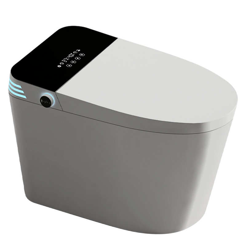 Toilette en porcelaine bidet - Ouverture / fermeture automatique, eau chaude, option de séchage avancée Smart Night, chasse d'eau, siège chauffant, produit de salle de bain blanc