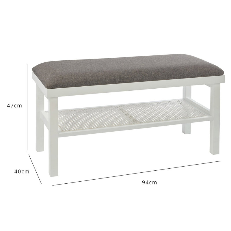 Tenaya Cane Detail Bench, White