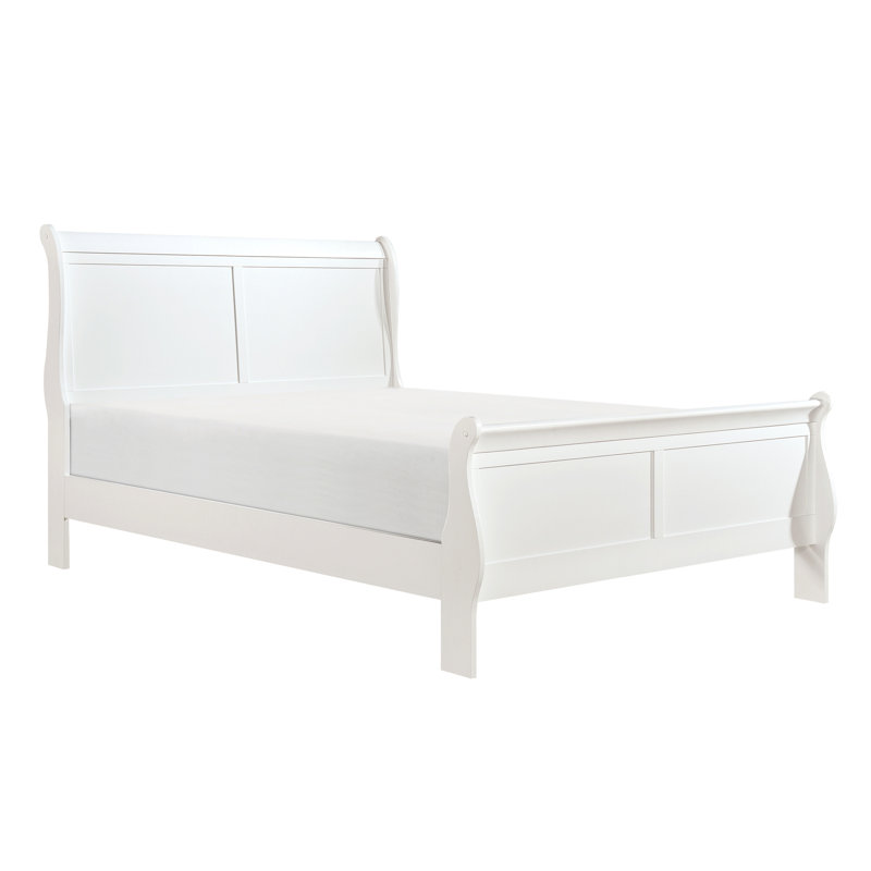 Lit classique blanc avec lit double et tête de lit classique, Full, Blanc
