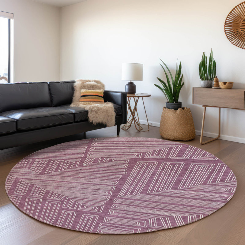 Premium Machine Washable Cortes AMF1045 Geometric Rug, Round 8'