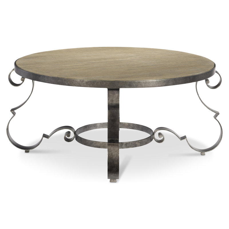 Villa Toscana Traditional Round Cocktail Table with Storage in Beige