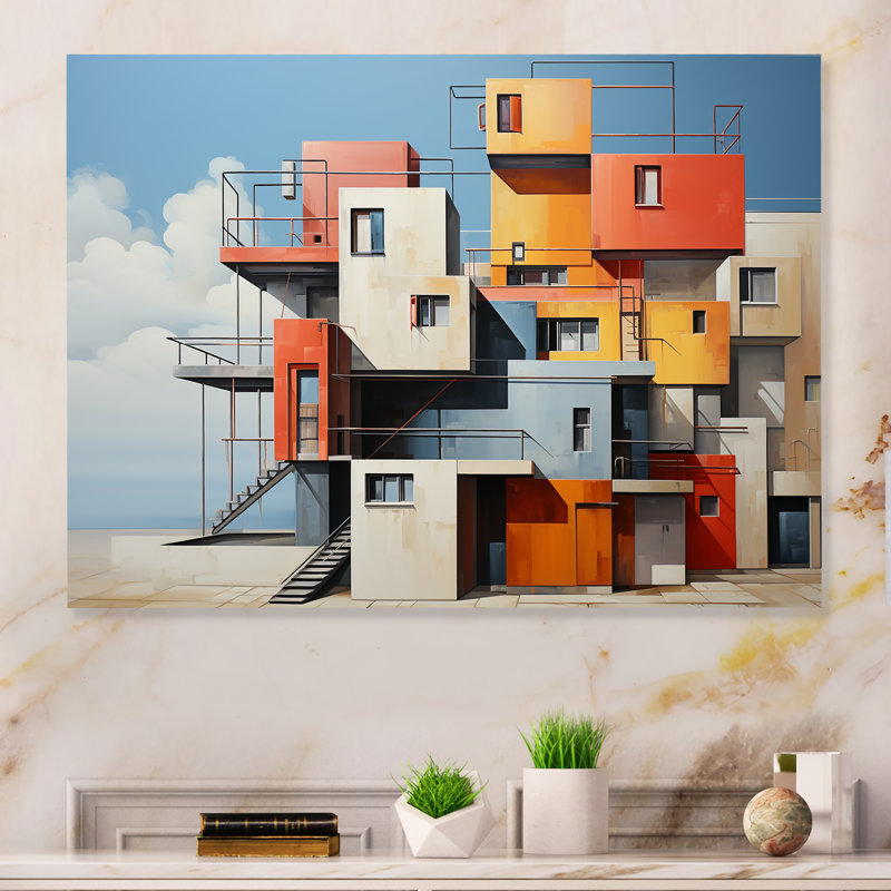 - Décoration murale de bâtiments en métal, H 16 po x l 32 po x P 1 po