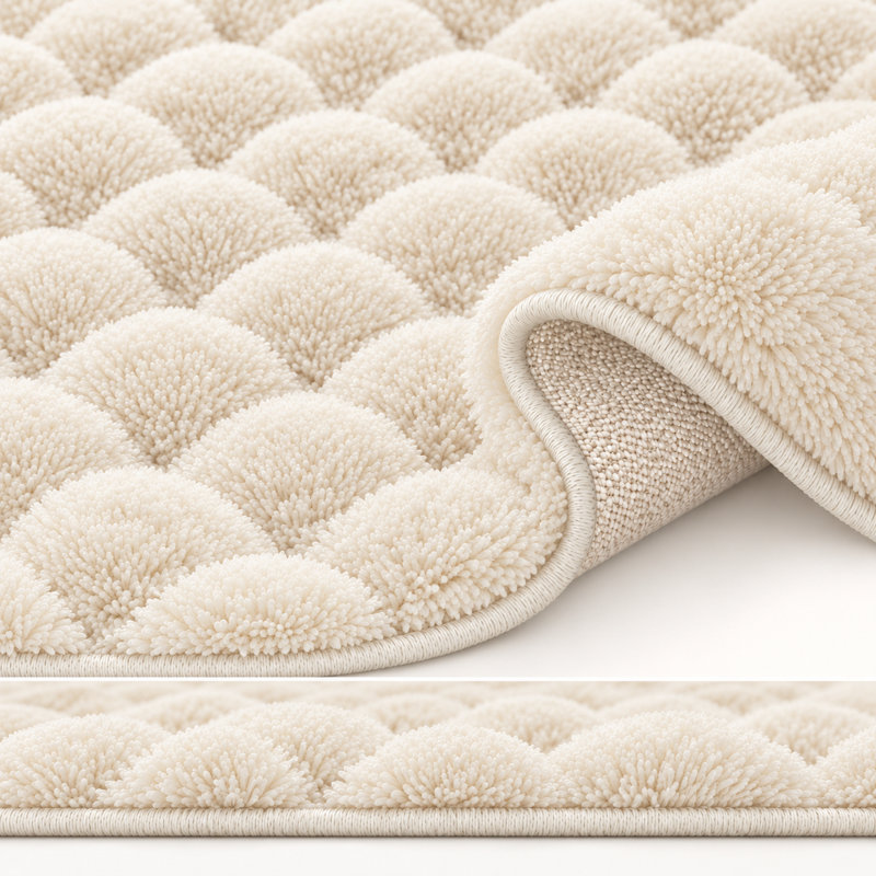 Aspire Homeware Cream Bubble Texture Area Rug, CREAM, 60x110cm