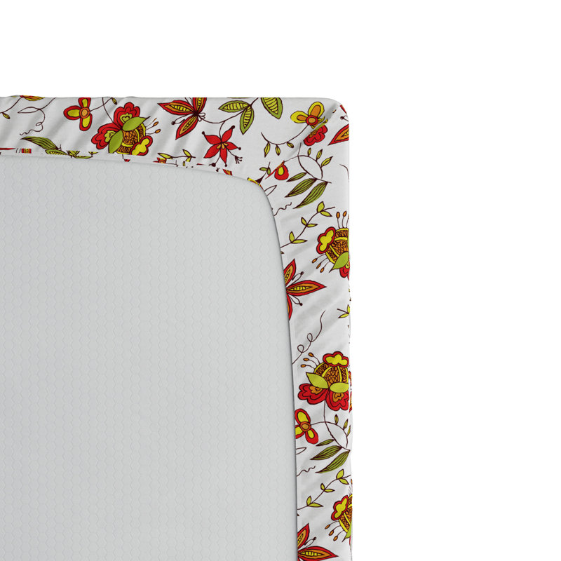 Microfiber Fitted Sheet, Queen Fitted Sheet, Red/Yellow Floral