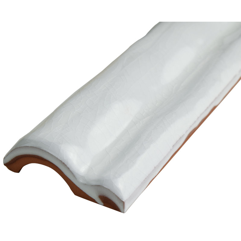 Antic Craquelle 6" x 2" Glossy Ceramic Mudcap Tile Trim in Gris claro