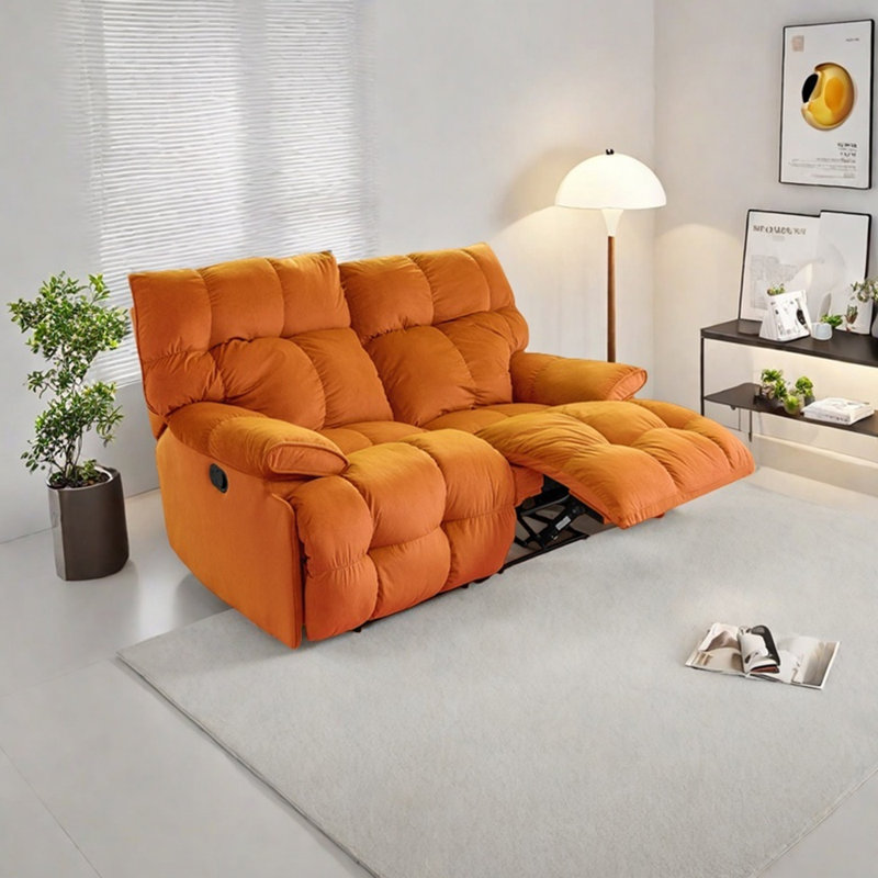 Ergonomic light luxury style flannelette recliner, Orange