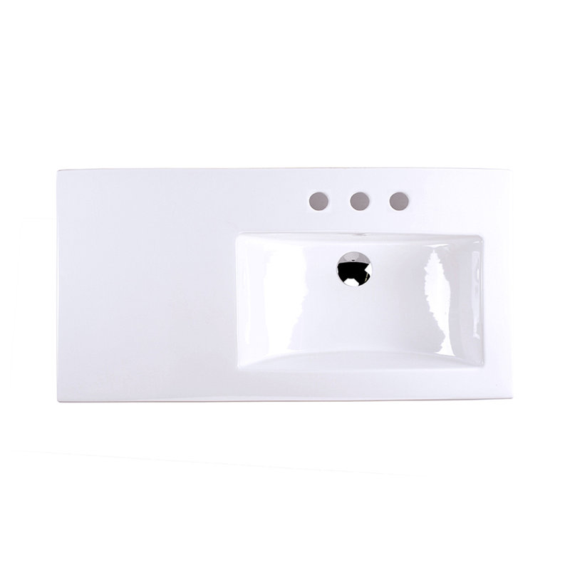 Aquaquattro 35.25'' L Bathroom Sink, 3 Hole - 8" Centers