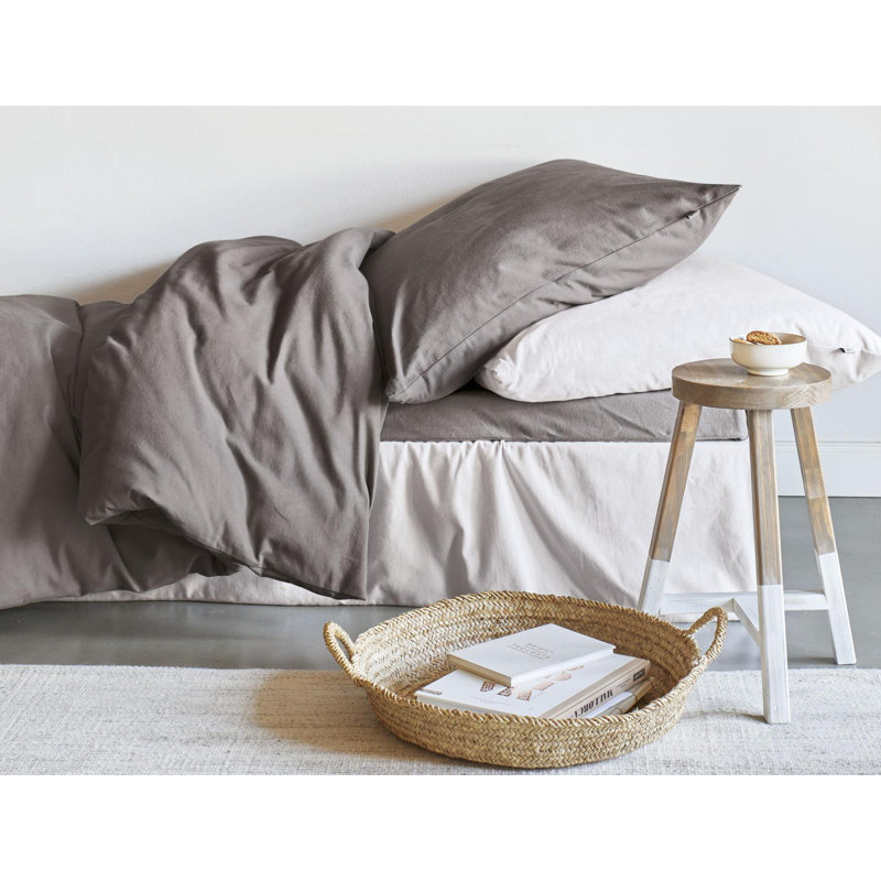 Fine brushed cotton bed linen set, Beige, 200 x 200cm - 2 cushions 80 x 80cm)