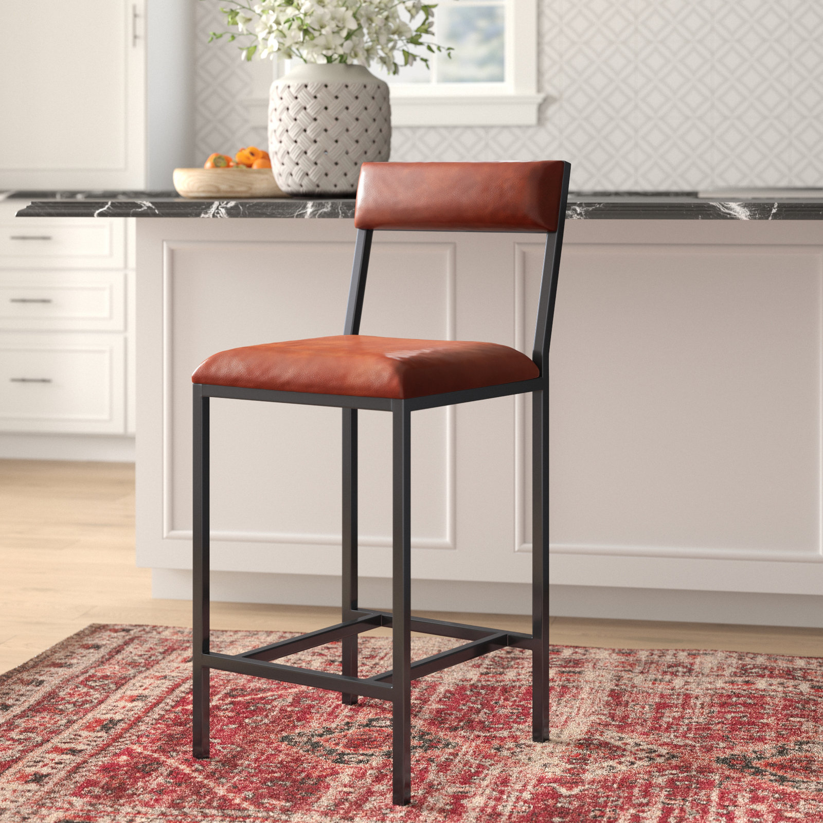 Augustus Genuine Leather Bar and Counter Stool, Counter Stool (27” Seat Height)