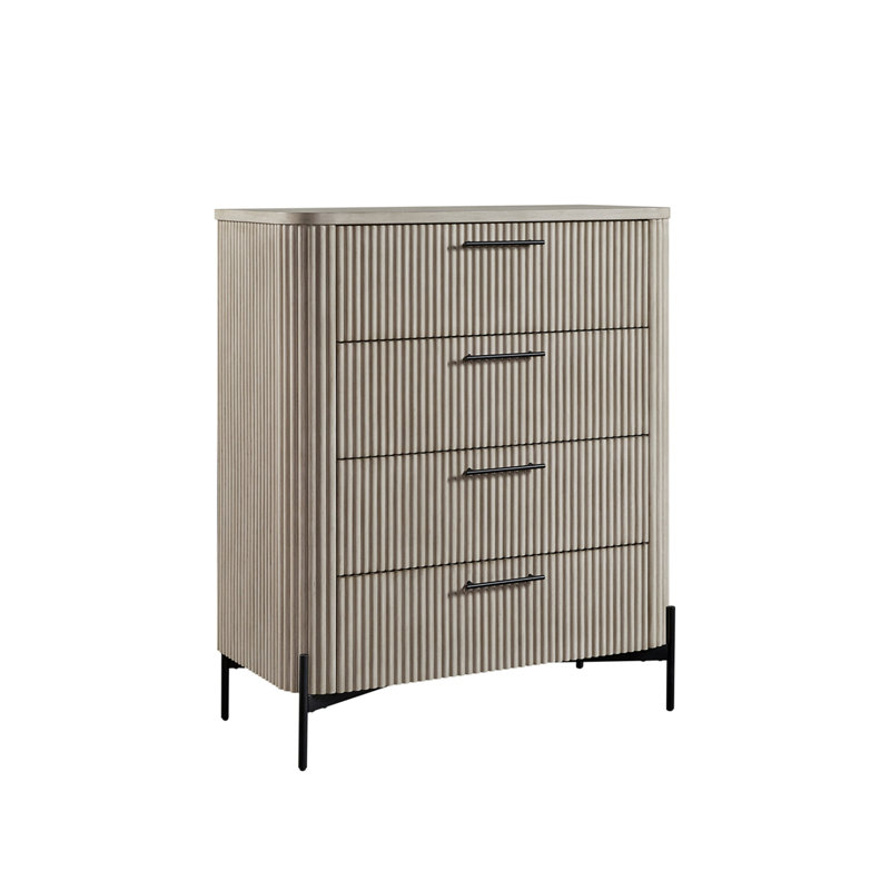 Commode 4 tiroirs à conception contemporaine, Taupe