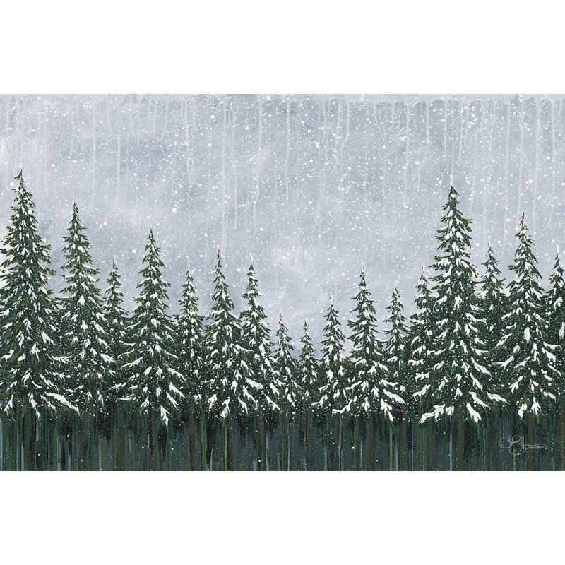 Forêt enneigée - impression, H 32 po x l 48 po, Non, Papier avec cadre simple noir