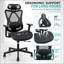 Chaise de bureau ergonomique avec dossier haut en maille, soutien lombaire réglable, appui-tête et accoudoirs pour une utilisation confortable à la maison ou en jeu.