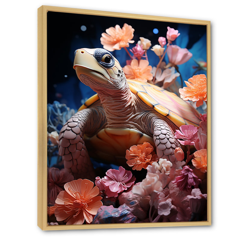 Tortue romantique I, Cadre naturel flottant, H 32 po x l 16 po x P 1 po