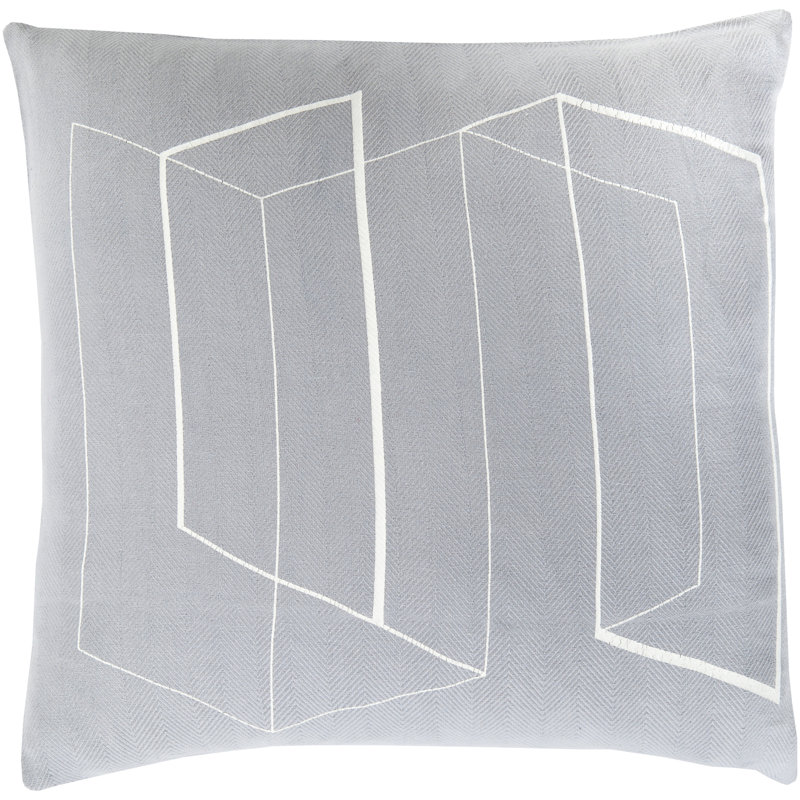 Geometric Cotton Pillow Cover, 22" H x 22" W x 0.25" D, Blue\Neutral