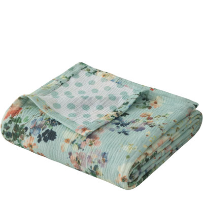 Couverture en mousseline de coton réversible, jeté en gaze à 3 couches de style champêtre pour canapé-lit, couverture respirante légère pour la maison