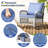 Rocking Chairs Set 3 Pieces Outdoor Patio Conversation Furniture Set With Glass Table & Thick Cushions For Backyard Porch Poolside Garden