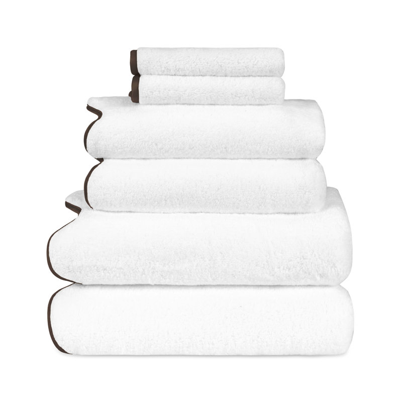 Antalya 6-pc Multi-sized Bath Towel Set, White/Chocolate