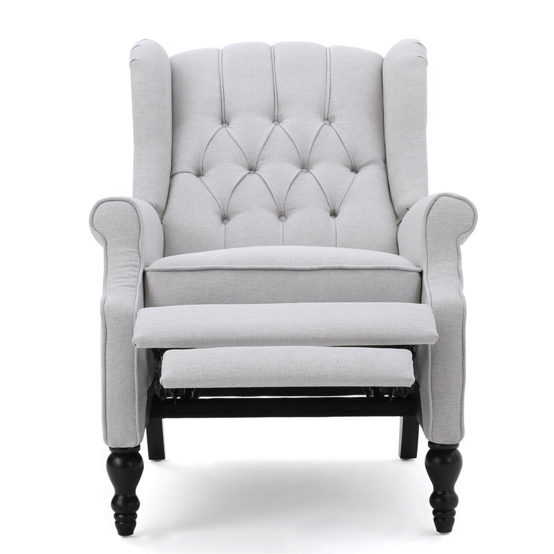 Fauteuil inclinable en tissu capitonné gris clair