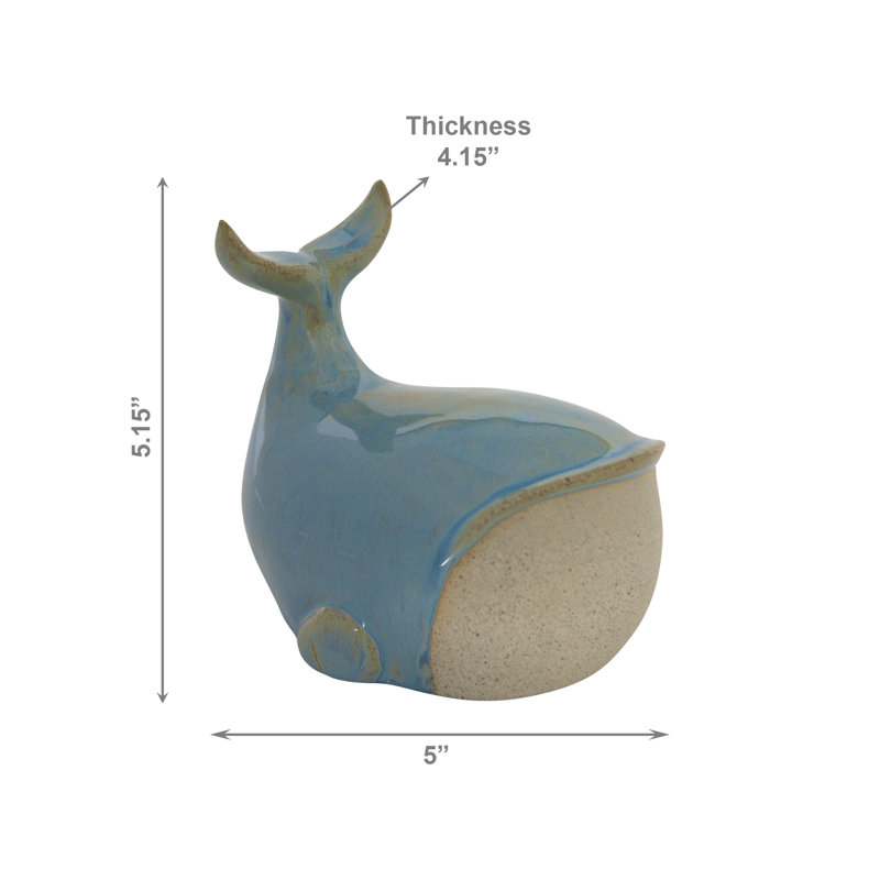 Figurine de baleine bleue en céramique