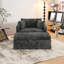 Fauteuil d'appoint rembourré avec repose-pieds en chenille-1056189597