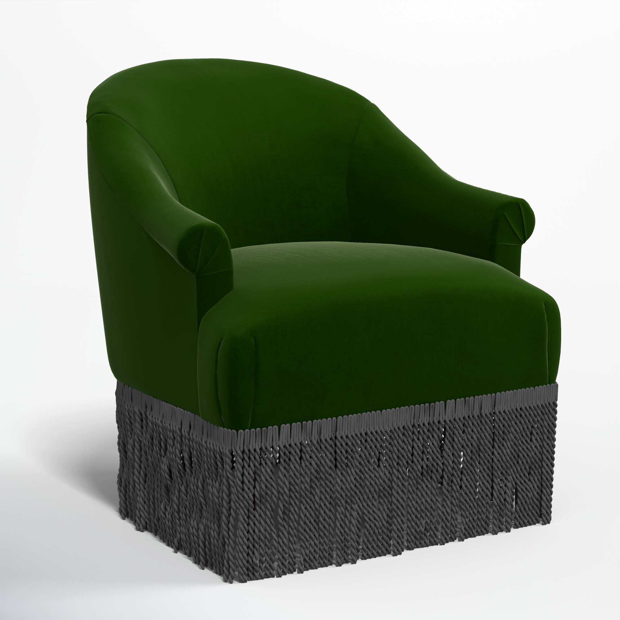 Callie Upholstered Wingback Chair, Luxe Emerald Velvet, Black