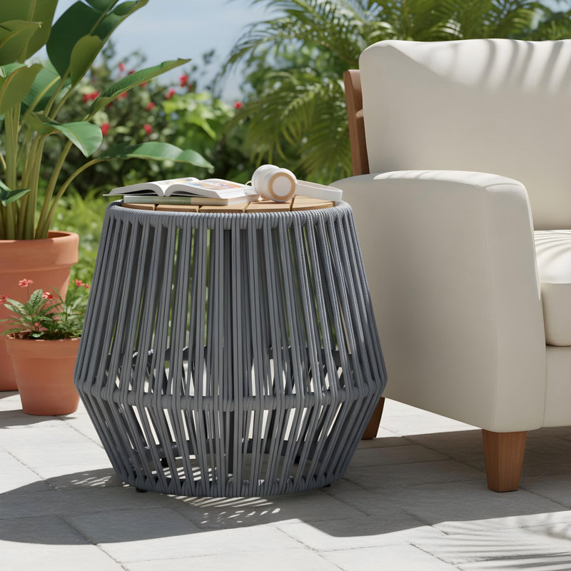 Table d'appoint Lacey, Gray Rope/Teak Finish