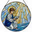 Panneau de vitrail en verre coloré 12 "H 12"-177691597