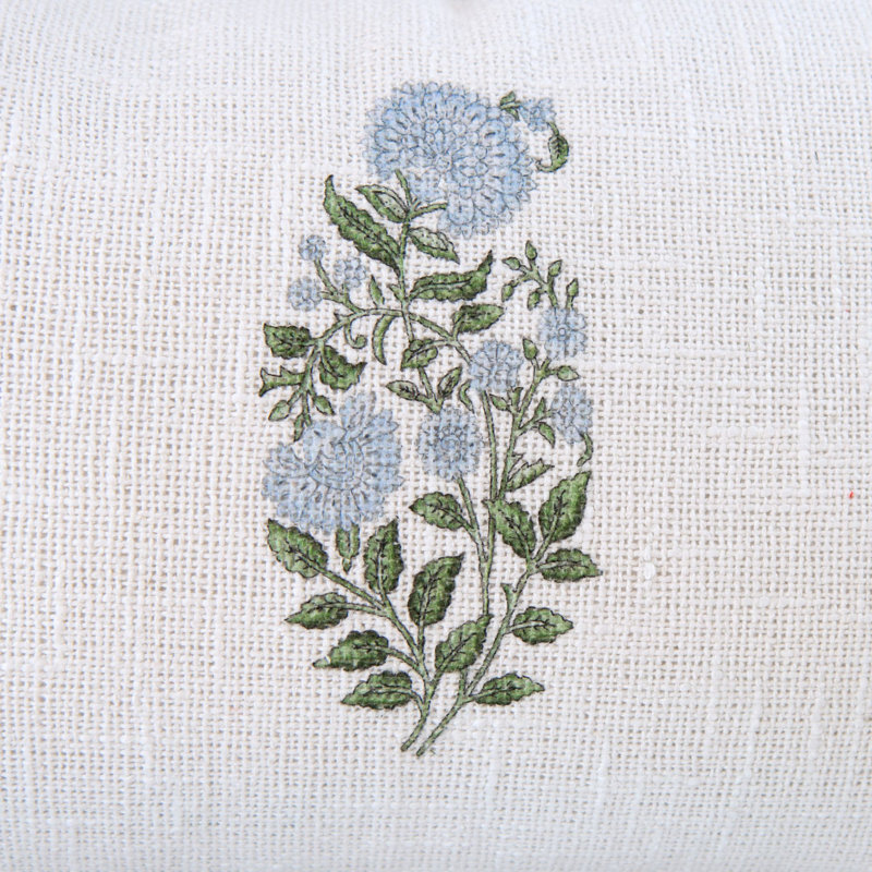  Cotton Throw Pillow Cover, Sky Blue Floral, Square, 22"H x 22"W