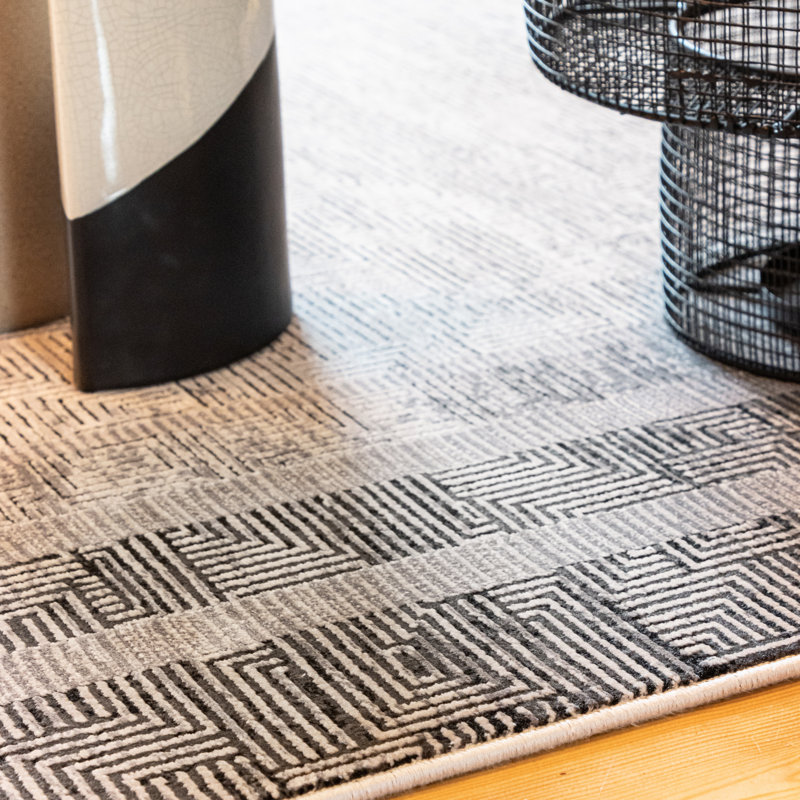 Basimah Uni Machine Woven Grey Area Rug, Rectangular 160 x 230cm