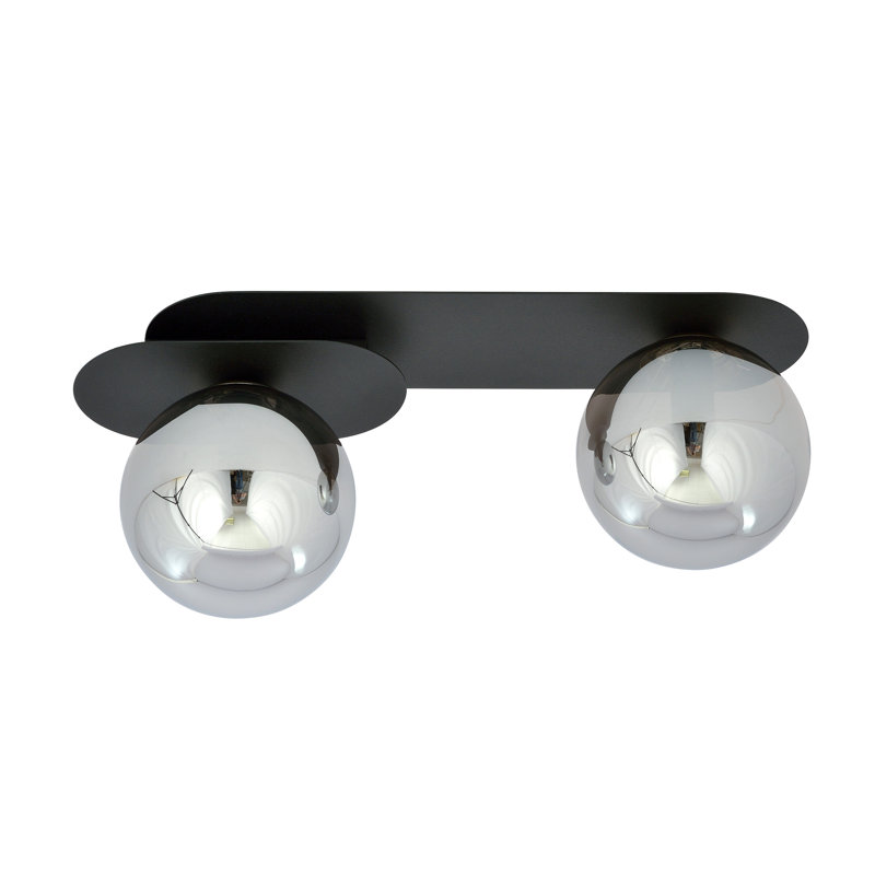 Menyauthe Glass Flush Mount, 21cm H x 20cm W x 15cm D, Graphite