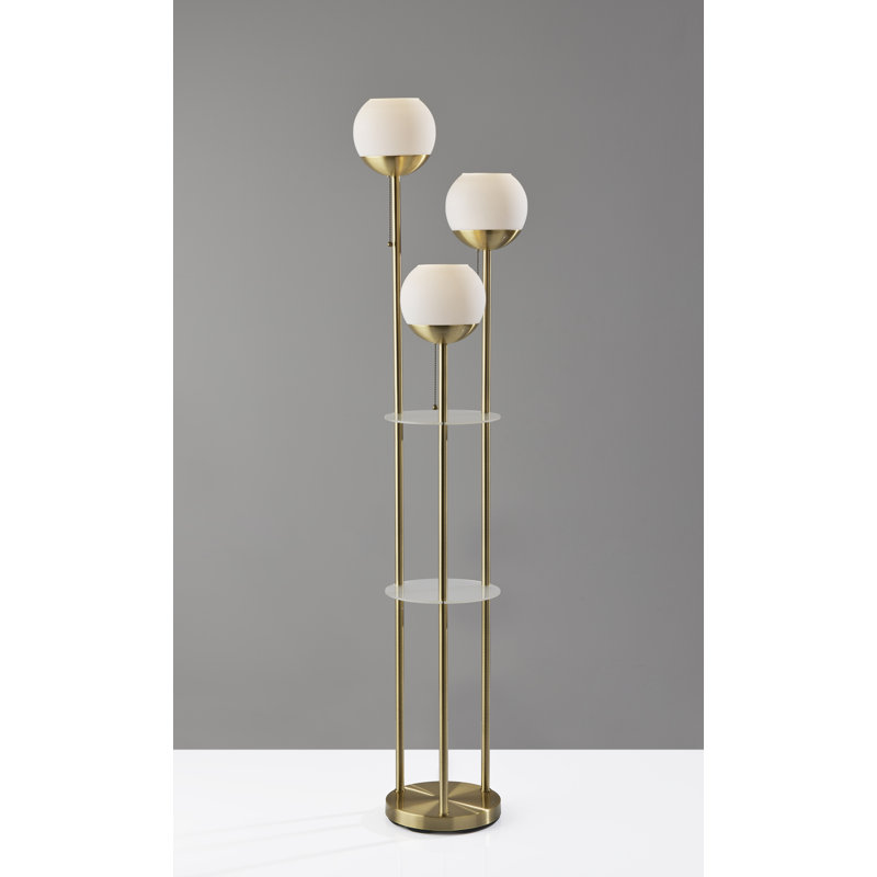 Lampe sur pied 63 po, Laiton antique