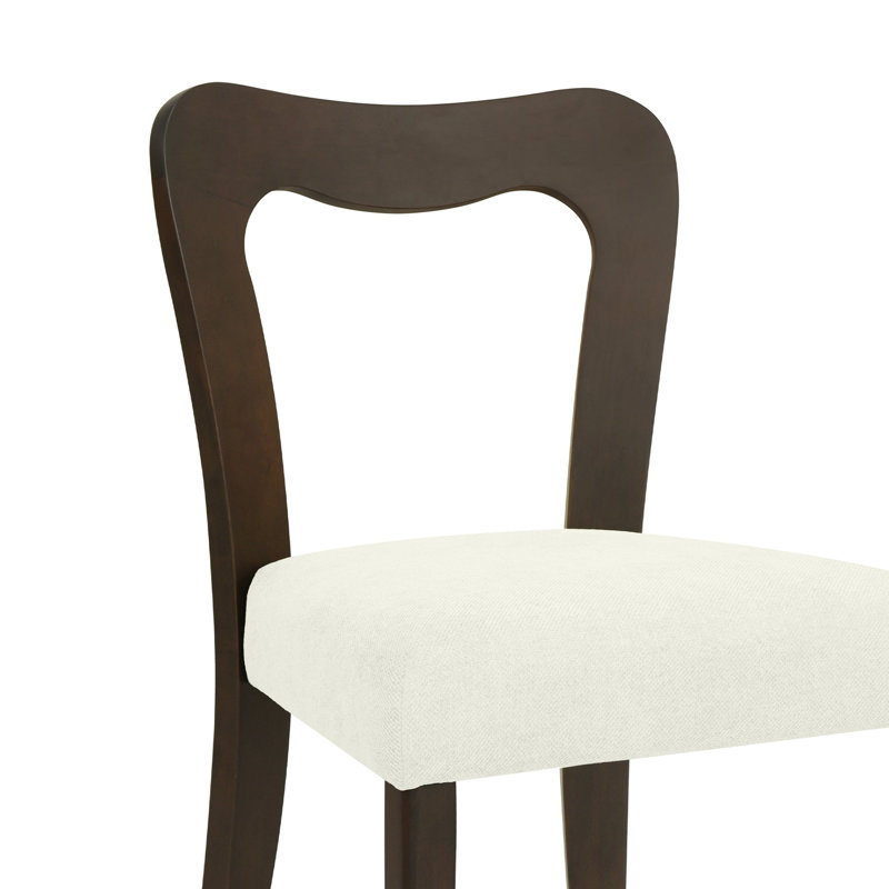 Ensemble de 2 chaises de salle à manger sans accoudoirs (brun foncé + beige), Beige, Marron foncé