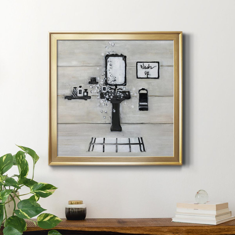 Wash Up Bath - Toile encadrée de qualité supérieure - prête à être accrochée, H 30,5 po x l 30,5 po x P 1,5 po, Or