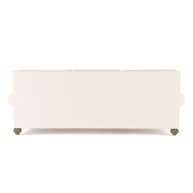Leroy Rolled Panel-Arm Sofa with Bun Feet, Weathered, Plush Velvet Alabaster, 36" H x 96" W x 43" D