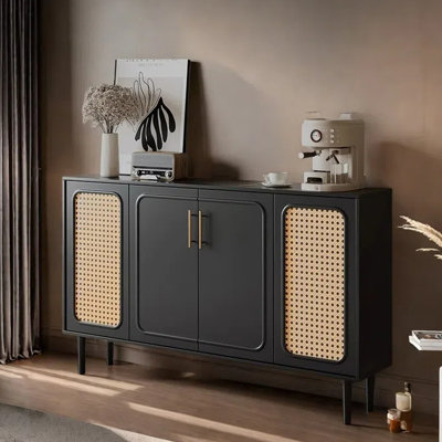 Buffet rétro en bois massif 62,99 po avec rangement spacieux et design élégant